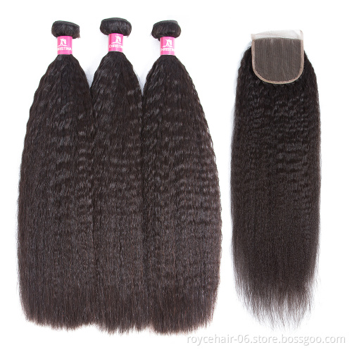Royce Wholesale Cuticle Aligned Hair Raw Virgin Hair Kinky Straight Bundles with Closure Brazilian Hair Vendors